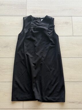 Calvin Klein Black Shift Dress with Bow Front Fold Detail